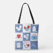 Aangepaste Apotheek Technicus Grunge Doodle Line Tote Bag (Achterkant)