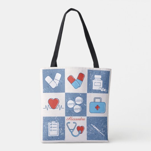 Aangepaste Apotheek Technicus Grunge Doodle Line Tote Bag (Achterkant)