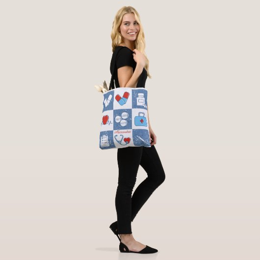 Aangepaste Apotheek Technicus Grunge Doodle Line Tote Bag (Op model)