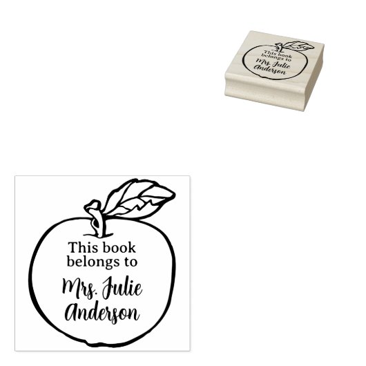 Aangepaste Apple Book Stamp voor docenten Rubberstempel (Gestempeld)