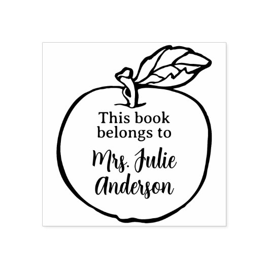 Aangepaste Apple Book Stamp voor docenten Rubberstempel (Afrduk)