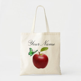 Aangepaste APPLE- en BUTTERFLY-Canvas tas