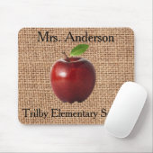 Aangepaste Apple- en Jute Teacher mousepad Muismat (Met muis)
