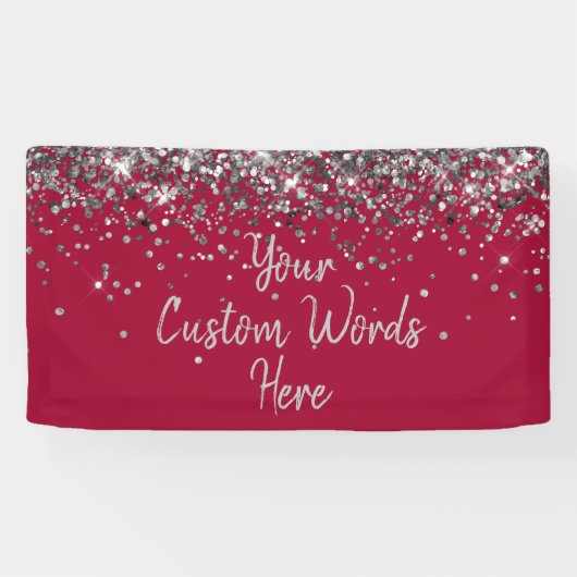 Aangepaste Apple en Zilver Verjaardagsfeestje Spandoek (Horizontaal)