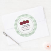 Aangepaste Apple Gingham Klassieke Ronde Sticker (Envelop)