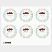 Aangepaste Apple Gingham Klassieke Ronde Sticker (Vel)