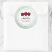 Aangepaste Apple Gingham Klassieke Ronde Sticker (Tas)