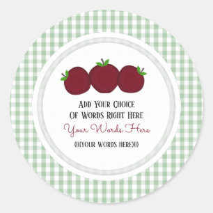 Aangepaste Apple Gingham Klassieke Ronde Sticker
