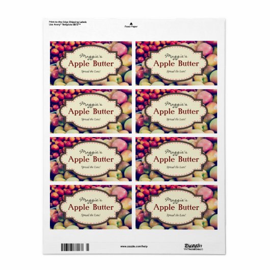 Aangepaste Apple-labels voor bakken Etiket (Full Sheet)