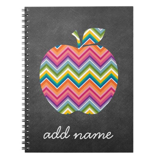 Aangepaste Apple-leraar met trendy Chevron-patroon Notitieboek (Voorkant)