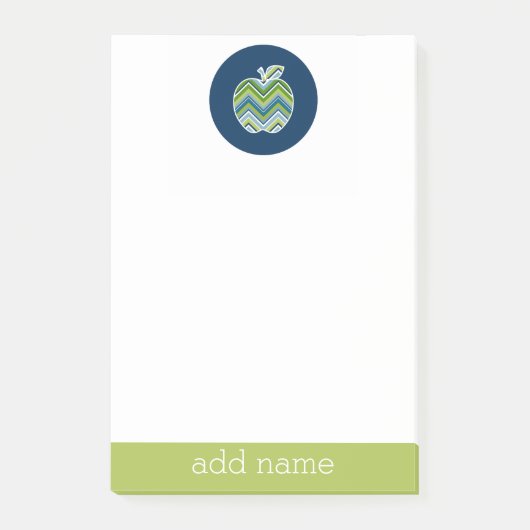 Aangepaste Apple-leraar met trendy Chevron-patroon Post-it® Notes (Voorkant)