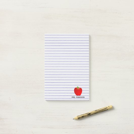 Aangepaste Apple Lines Teacher Sticky Notes (Op bureau)