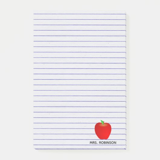 Aangepaste Apple Lines Teacher Sticky Notes (Voorkant)