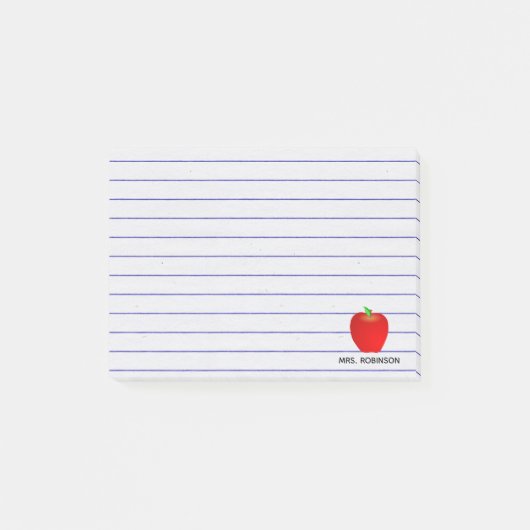 Aangepaste Apple Lines Teacher Sticky Notes (Voorkant)