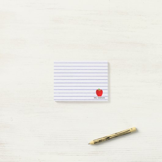 Aangepaste Apple Lines Teacher Sticky Notes (Op bureau)