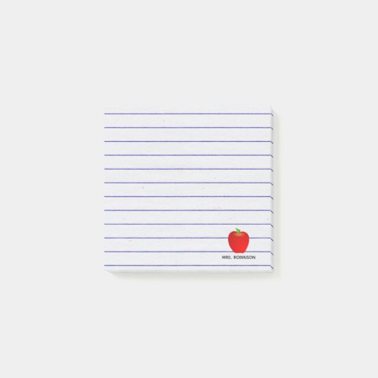 Aangepaste Apple Lines Teacher Sticky Notes (Voorkant)