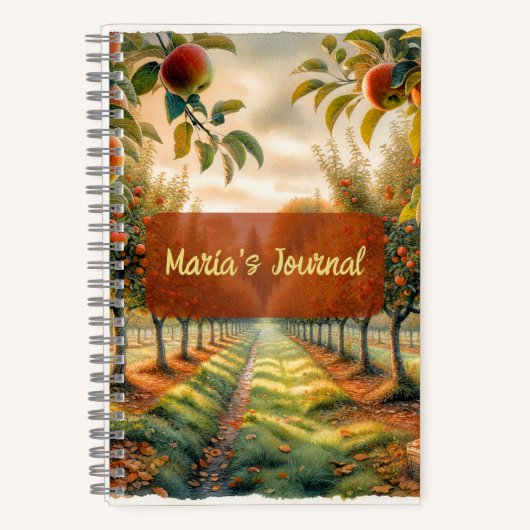 Aangepaste Apple Orchard Notitieboek met naam (Voorkant)