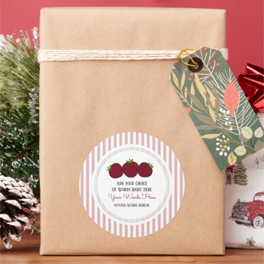 Aangepaste Apple Stripe Ronde Sticker (Feestdagen)
