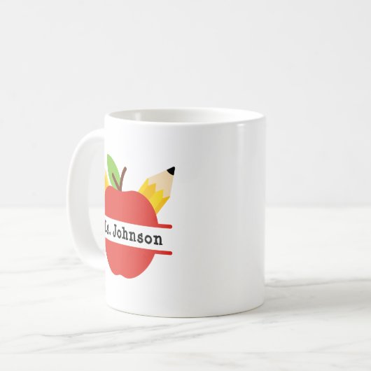 Aangepaste Apple Teacher Name Koffiemok (Voorkant links)