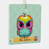 Aangepaste Apple Uil Leraar Naam Kerst Ornament (Rechts)