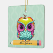 Aangepaste Apple Uil Leraar Naam Kerst Ornament (Links)
