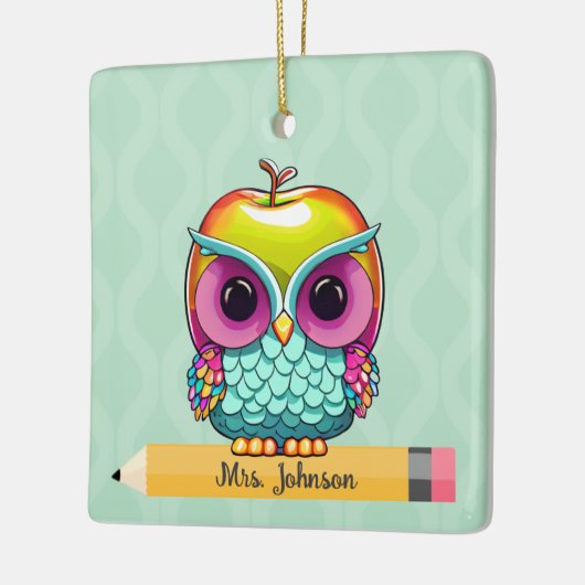 Aangepaste Apple Uil Leraar Naam Kerst Ornament (Links)