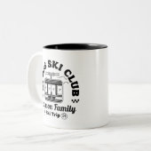 Aangepaste Apres Ski Familie Vrienden Ski Trip Gro Tweekleurige Koffiemok (Voorkant links)