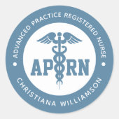 Aangepaste APRN Advanced Practice Registered Nurse Ronde Sticker (Voorkant)