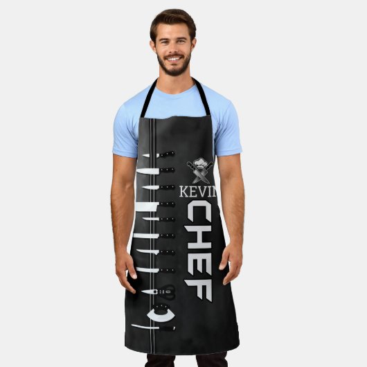 Aangepaste Apron CHEF met persoonlijke naam Schort (Gedragen)