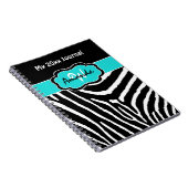 Aangepaste Aqua Black White Zebra Stripe Journal Notitieboek (Rechterzijde)