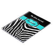 Aangepaste Aqua Black White Zebra Stripe Journal Notitieboek (Linkerzijde)