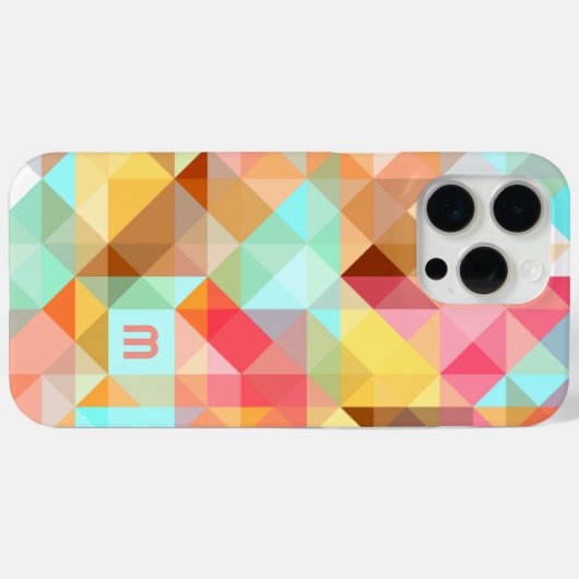 Aangepaste Aqua Blauw Perzik Blush Roze Polygoon P Case-Mate iPhone Case (Achterkant (horizontaal))