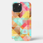 Aangepaste Aqua Blauw Perzik Blush Roze Polygoon P iPhone Hoesje (Achterkant)