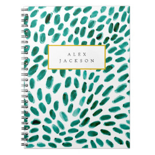Aangepaste Aqua Blauwgroen Abstract Patroon Trendy Notitieboek