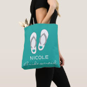 Aangepaste aqua blue sandals strandbruiloft canvas tote bag (Dichtbij)