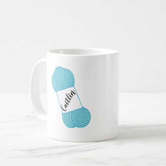 Aangepaste Aqua Blue Skein van de Mok van Yarn (Voorkant links)