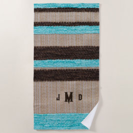 Aangepaste Aqua/Brw Horizontal Mannen Beach Towel Strandlaken