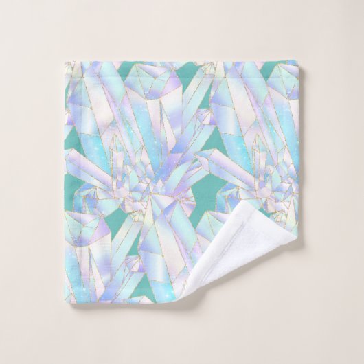 AANGEPASTE AQUA CRYSTAL BATHROOM TOWEL SET BAD HANDDOEK (Wasdoekje)