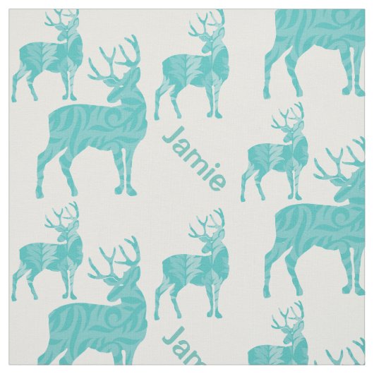 Aangepaste Aqua Deer met Abstract Patroon Stof (Swatch)