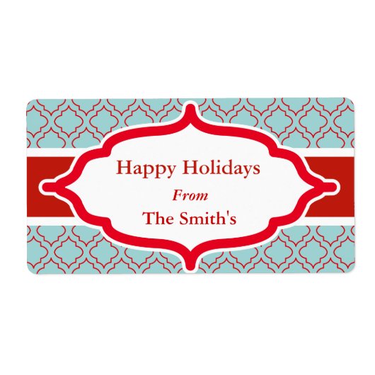 Aangepaste Aqua Holiday Labels (Voorkant)