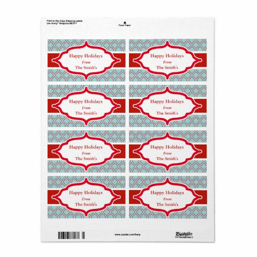 Aangepaste Aqua Holiday Labels (Full Sheet)