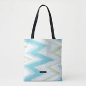 Aangepaste Aqua Ikat Chevron Pattern Bridesmaid Tote Bag (Voorkant)