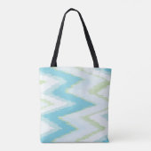 Aangepaste Aqua Ikat Chevron Pattern Bridesmaid Tote Bag (Achterkant)