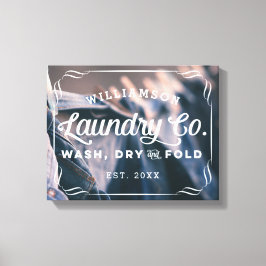 Aangepaste Aqua Laundry Wash Dry Fold Sign Canvas Afdruk