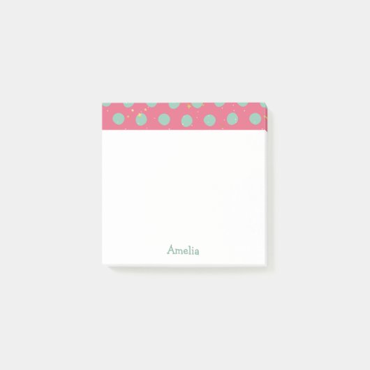 Aangepaste Aqua Polka Dot met kleine sterren Post-it® Notes (Voorkant)