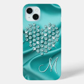 Aangepaste Aqua Turquoise Diamanten Liefde Hart Pa Case-Mate iPhone Case (Achterkant)