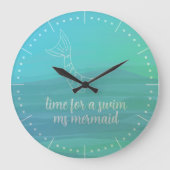Aangepaste Aqua Waterverf Mermaid Tail Wall klok (Voorkant)