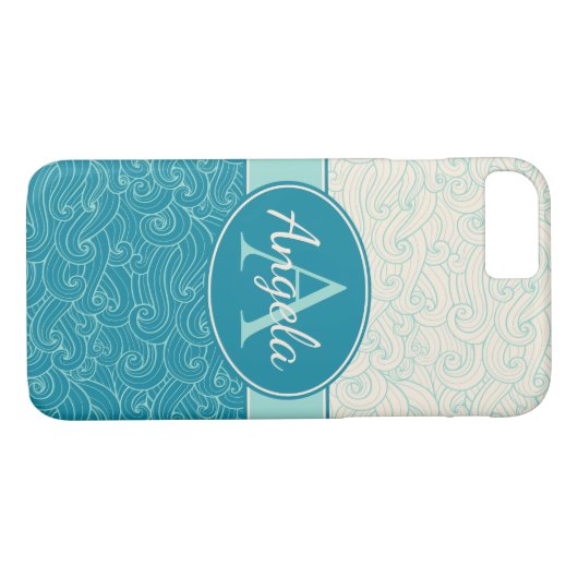 Aangepaste Aqua Waves Case-Mate iPhone Case (Achterkant (Horizontaal))