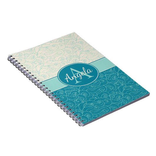 Aangepaste Aqua Waves Notitieboek (Rechterzijde)