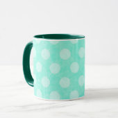 Aangepaste Aqua White Polka-Mok met gekotte koffie Mok (Voorkant links)